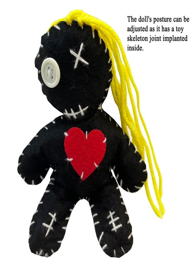 Stitch-Witch 6.2” Handmade Empath Protection Poppet Voodoo Doll, Halloween Decor, Witch Wicca Pagan Altar (Light Golden Blonde Hair) - Image 4